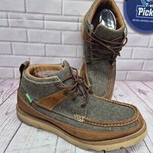 Twisted X Wedge Sole  EcoTWX Tweed Moc Toe Boot Brown MCA0018 Mens Size 11M